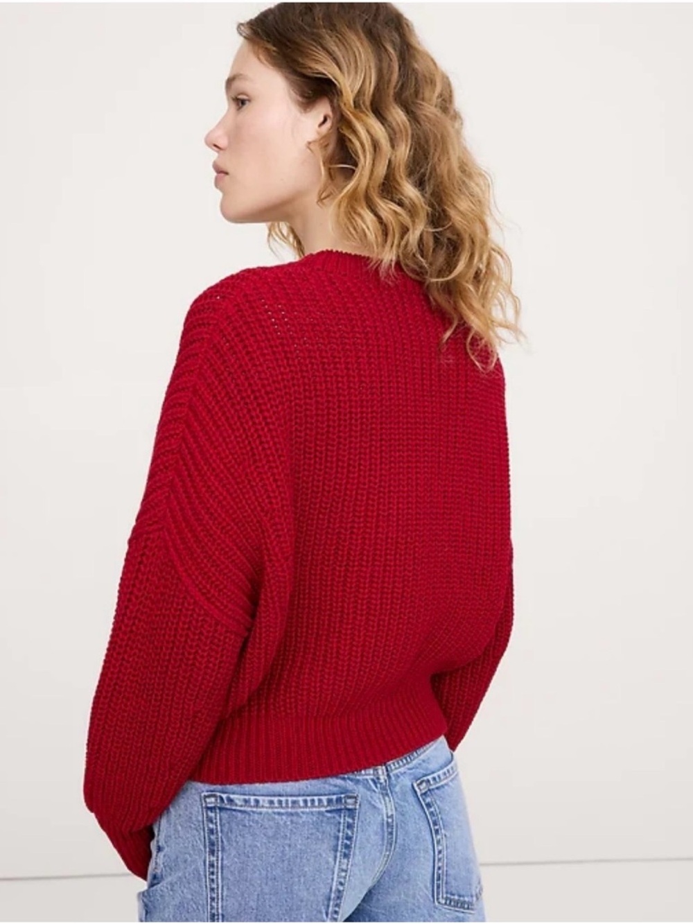 Banana Republic Red Chunky Crewneck Sweater